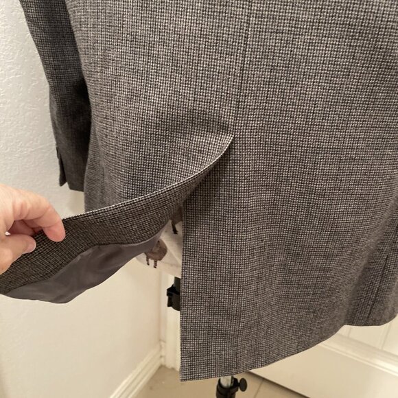 Chaps Men's 46L Gray 💯% Pure New Wool Sport Coat Jacket Blazer Houndstooth Soft - Picture 7 of 15